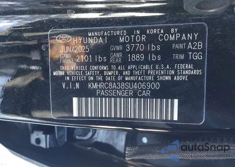 2025 Hyundai Venue Sel z USA, uszkodzony, nr VIN KMHRC8A38SU406900